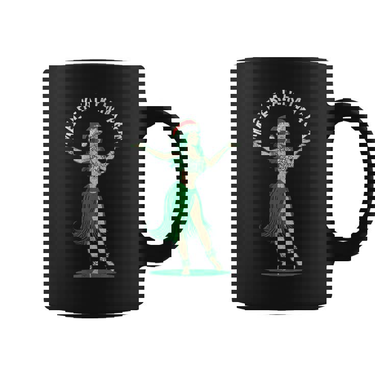 Mele Kalikimaka レトロ クリスマス フラガール シャカ ハワイ コーヒーマグ