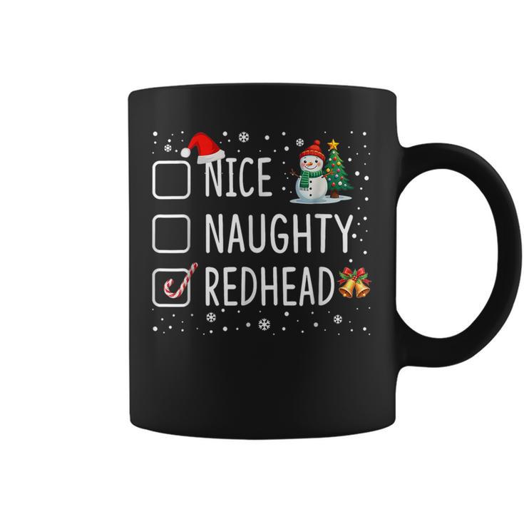 Naughty Nice Redhead Christmas Pajamas Santa Hat Xmas Coffee Mug