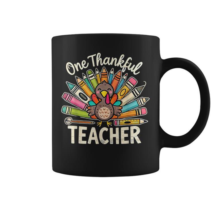 One Thankful Teacher Cute Thanksgiving Turkey School Coffee Mug