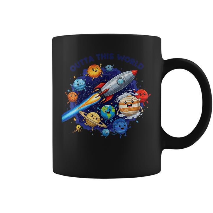Outta This World かわいい惑星宇宙好き、宇宙飛行士銀河 コーヒーマグ