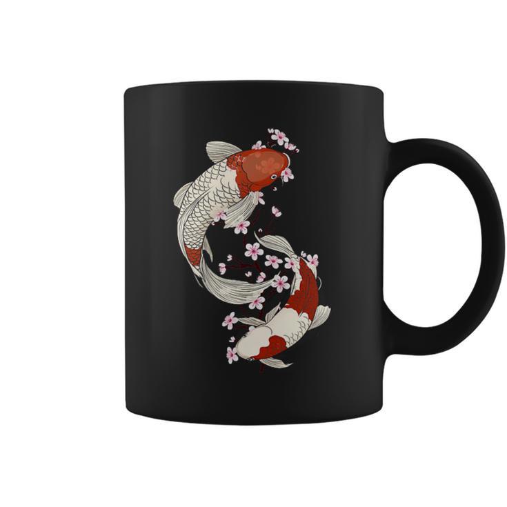 Poisson Koï Japonais Et Fleurs De Cerisier À Deux Côtés Tasse