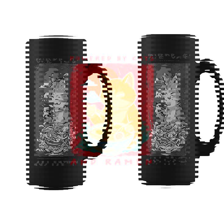Powered By Cats And Ramen Japanese Cute Cat Lovers Coffee Mug