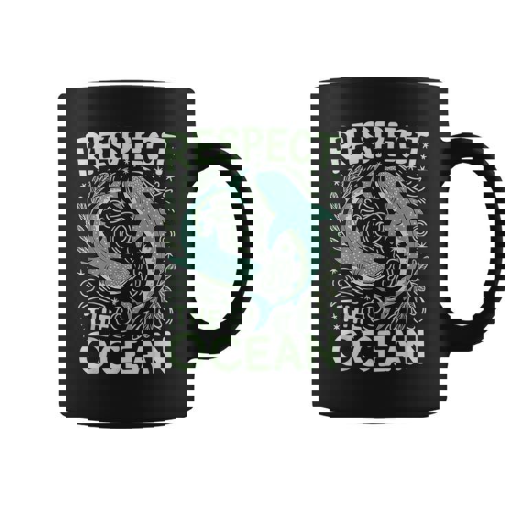 Respect The Ocean Marine Biology Shark Whale Conservation Coffee Mug