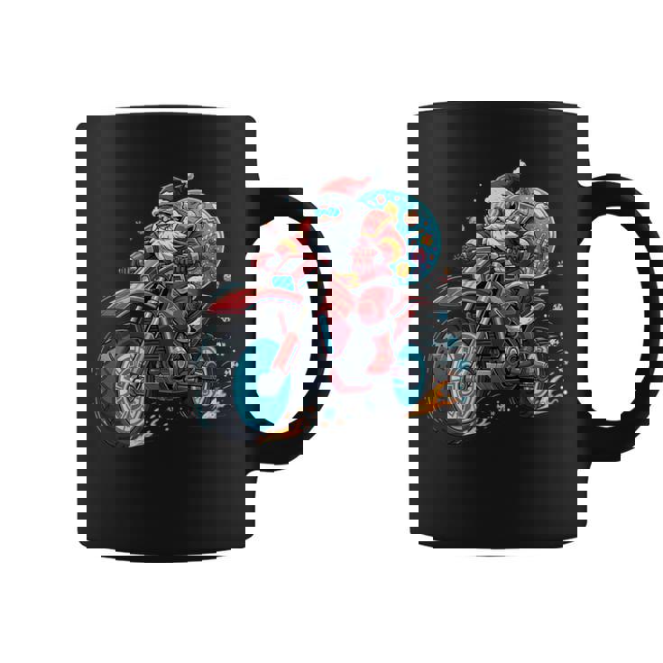 Santa Claus Riding Dirt Bike In a Fun Festive Holiday Ride Tank Top Coffee Mug