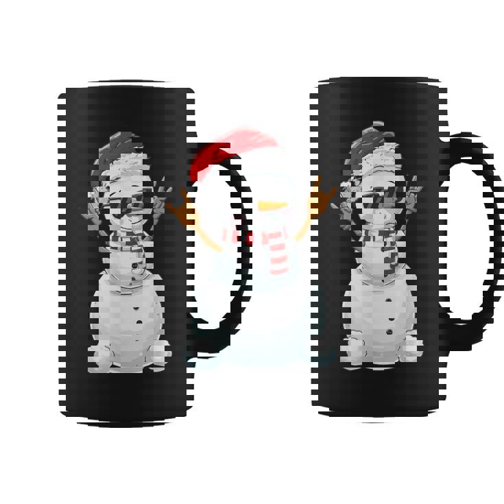 Santa Snowman Rock Hand Sign Language Xmas Rock Music Lover Coffee Mug