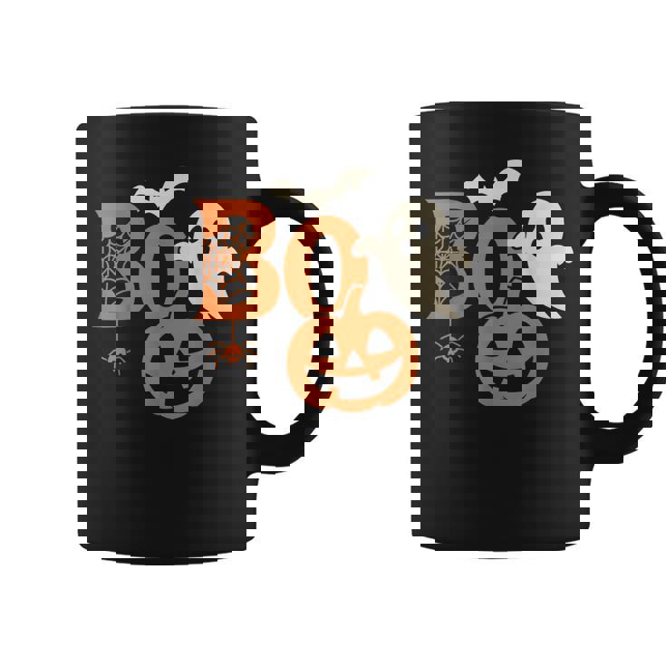 Scary Bold Boo Halloween Ghost Pumpkin Bat Spider Coffee Mug