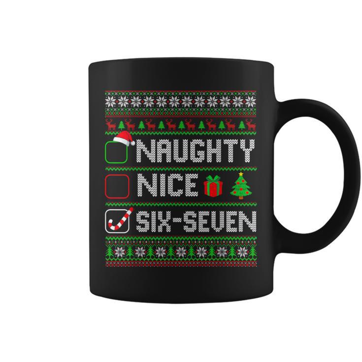 Six Seven 67 Meme Nice Naughty Christmas Pajamas Women Coffee Mug