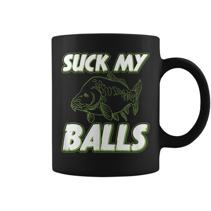 Sweat à Capuche Humour Pêcheur 'Suce Mes Boules' Carpe - Cadeau Idéal Pêche à La Carpe Pour Papa Ou Pote