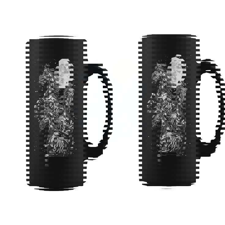 Three Horse Moon Día De Los Muertos Skeleton Horse Coffee Mug