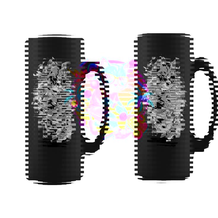 Vaporwave 猫 ピックルボール プレーヤー 80年代 レトロ 美学 コーヒーマグ