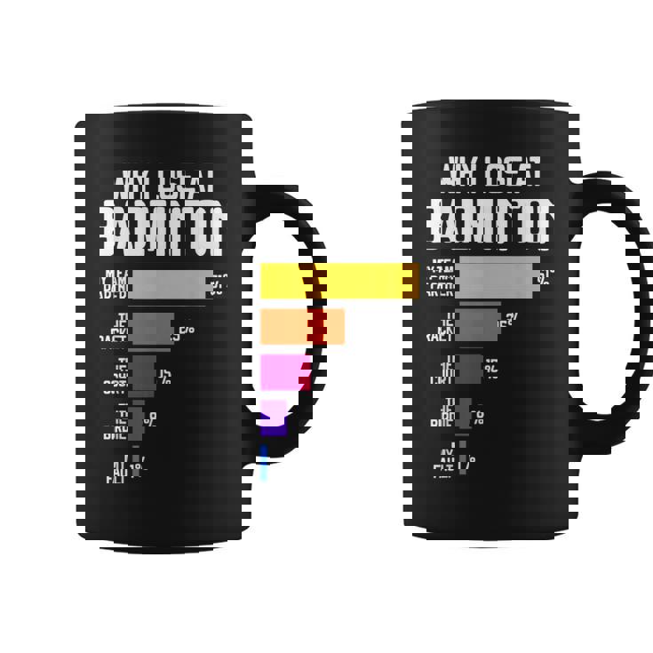 Why I Lose At Badminton 面白い言い訳 シャトルコック バーディー コーヒーマグ