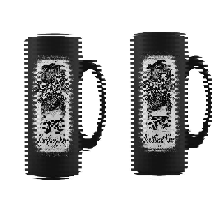 Wrestling Mom Messy Bun Sunglasses Athlete Support Parent Coffee Mug