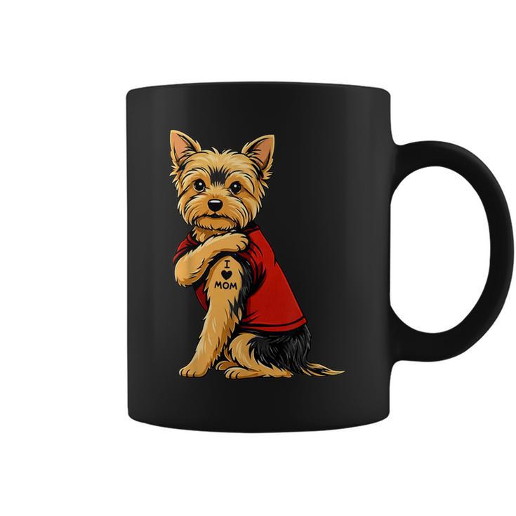 Yorkie Featuring Tattooed Yorkshire Terrier I Love Mom Coffee Mug
