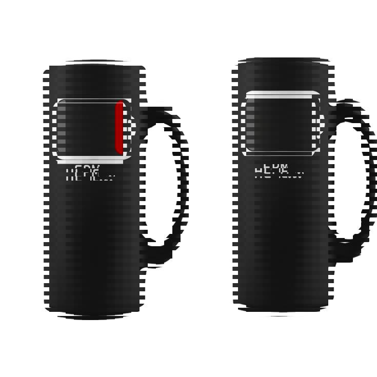 「 Help Me バッテリー 電池切れ」おもしろ 筆文字！服 面白い文字入り コーヒーマグ