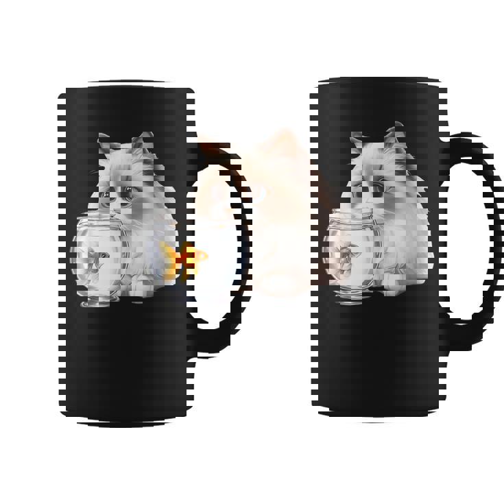 おさるのラグドール 猫と金魚 コーヒーマグ