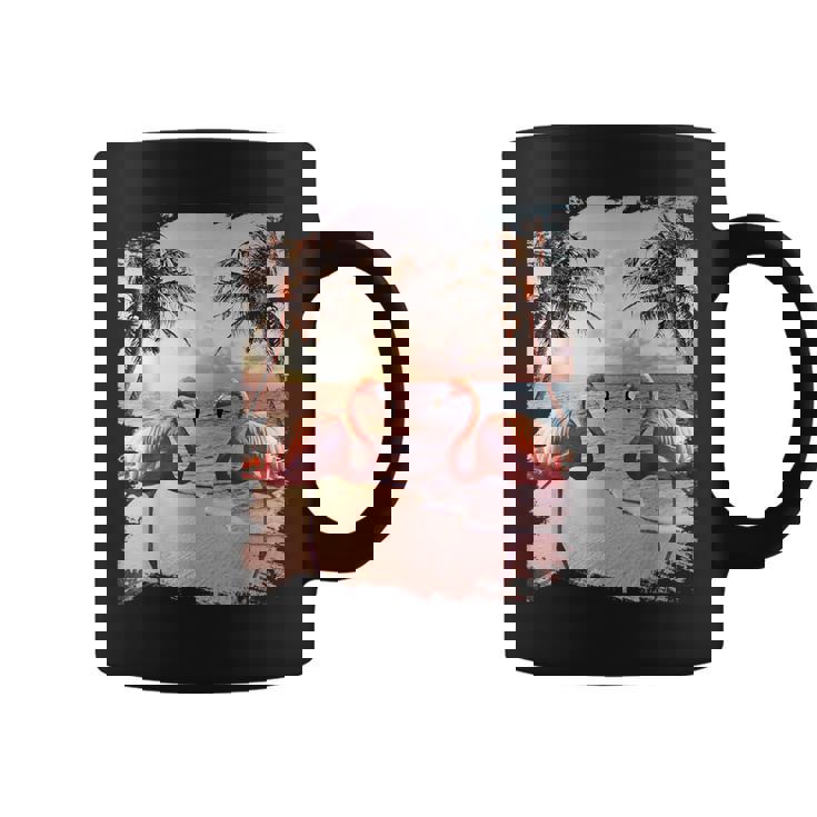 かわいいカラフルなフラミンゴヤシの木 コーヒーマグ