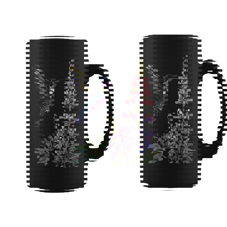 かわいいハチドリ バードウォッチング ルピナスフラワーガール 植物 ママ 長袖tシャツ コーヒーマグ