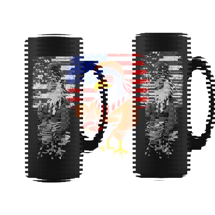 アメリカの白頭鷲、アメリカ国旗、バーベキュー、肉のグリル、愛国心、独立記念日、愛国心、誇り高きアメリカ人 コーヒーマグ