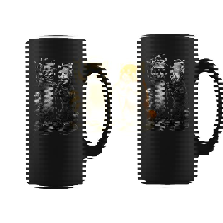 アライグマ レッサーパンダ バンド 音楽 バイブ レトロ 動物 ロック コーヒーマグ