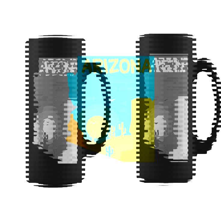アリゾナ州の地図、モダンな抽象的なアリゾナ砂漠、サボテン コーヒーマグ