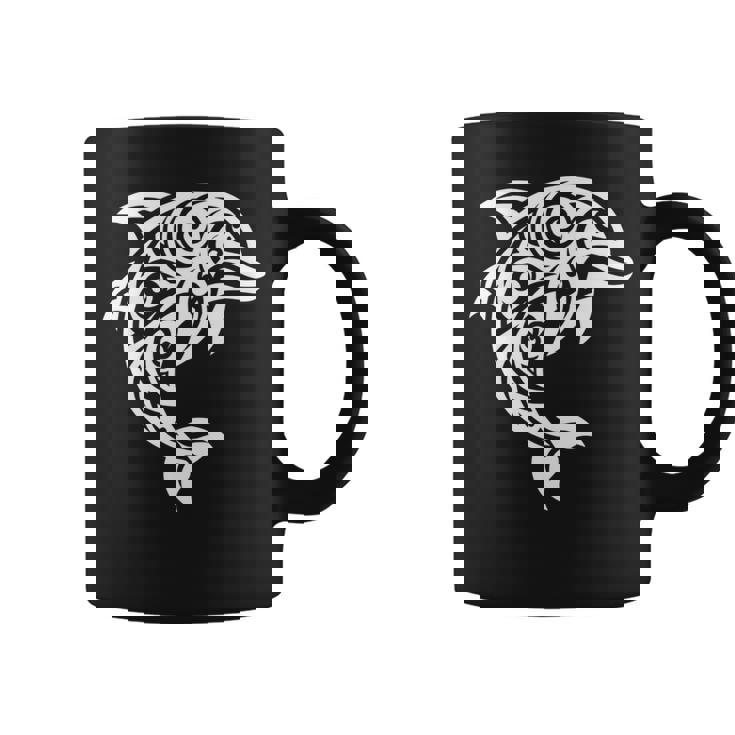 イルカ ポリネシアン トライバル マオリ ライトパターン イルカ 長袖tシャツ コーヒーマグ