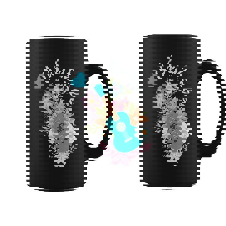 ウクレレギフト 70年代の花のウクレレ奏者 コーヒーマグ