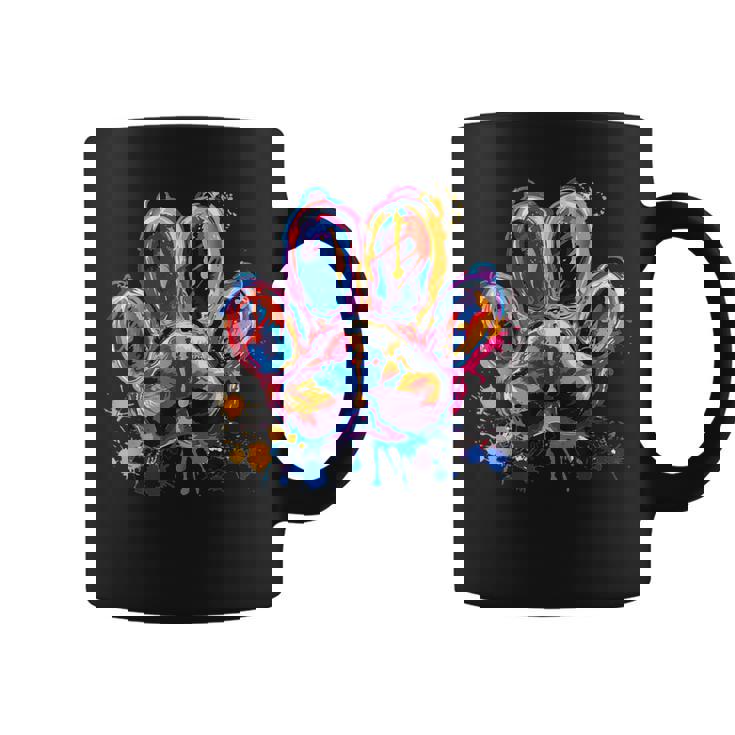 カラフルな動物の犬の足跡 コーヒーマグ