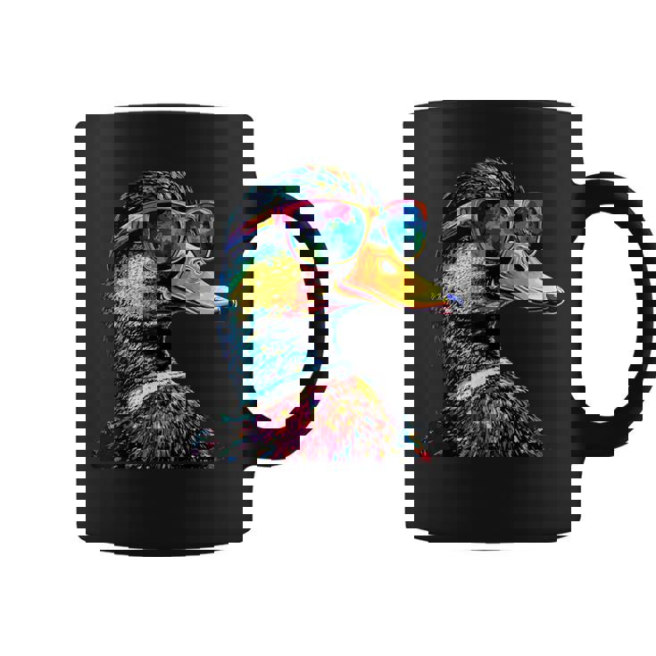 カラフルな虹色のアヒル マガモ ドレイク 小さなアヒル コーヒーマグ