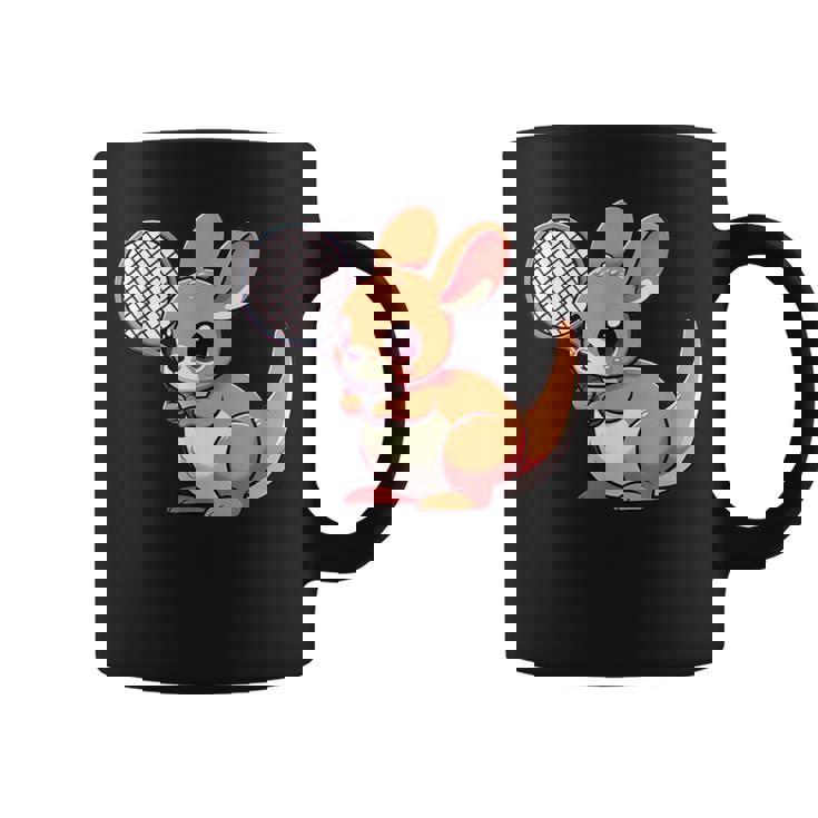 カンガルー かわいい ラケット スポーツ テニス プレイ 動物 キャラクター キュート コーヒーマグ