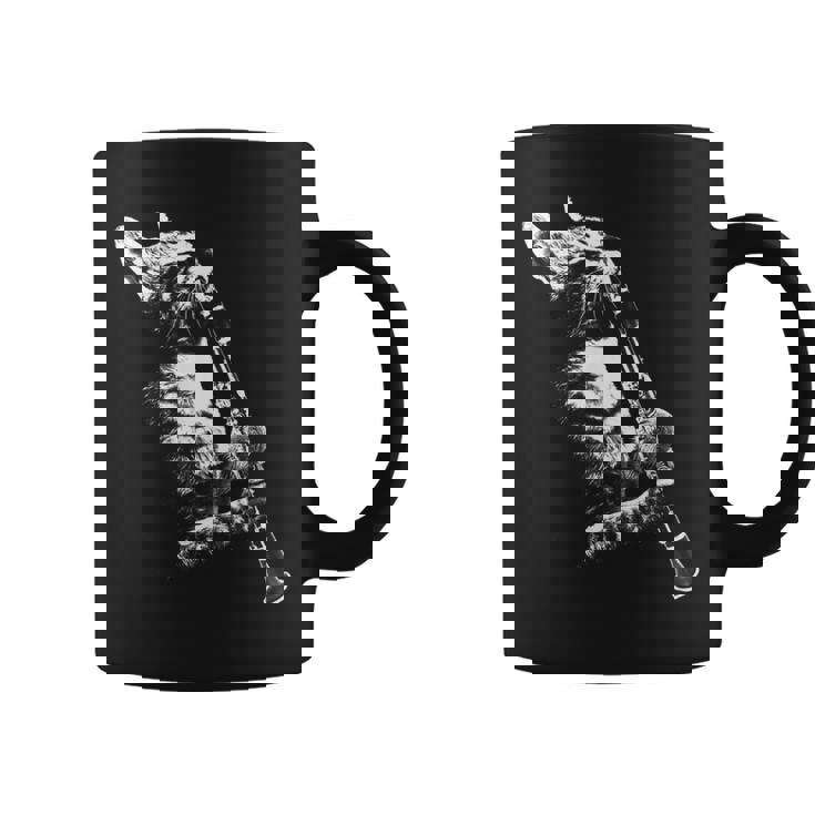 クラリネットを弾く猫 面白い猫ミュージシャン クラリネット教師 コーヒーマグ