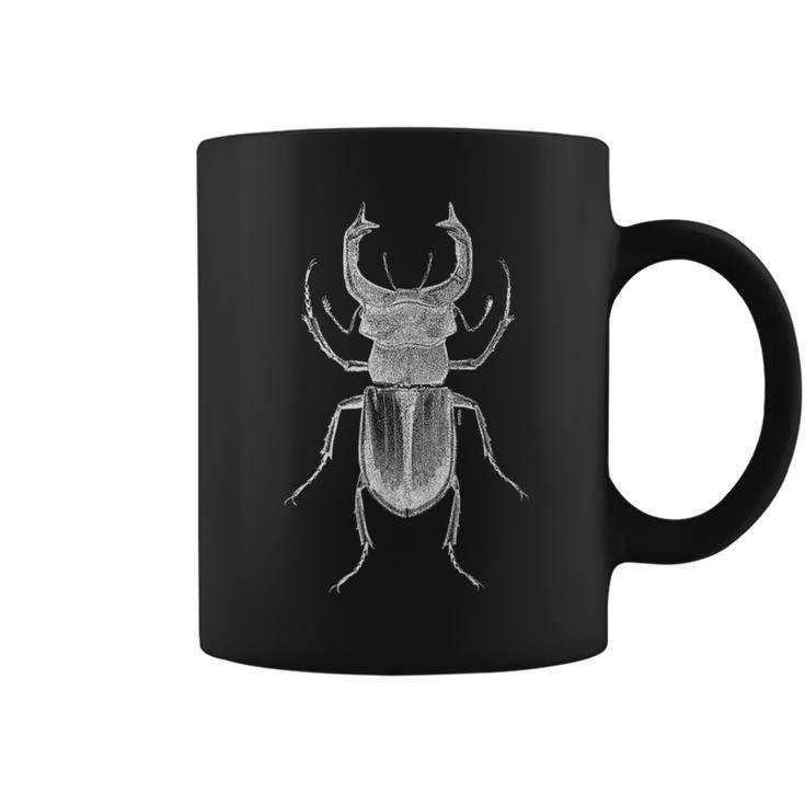 クワガタ愛好家と昆虫学者のためのヴィンテージ昆虫アート クールなクワガタ Cooltag Beetle コーヒーマグ