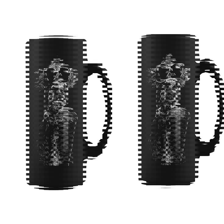 クール 牛 飲む アイスコーヒー 面白い 動物 ミーム Y2k グランジ コーヒーマグ