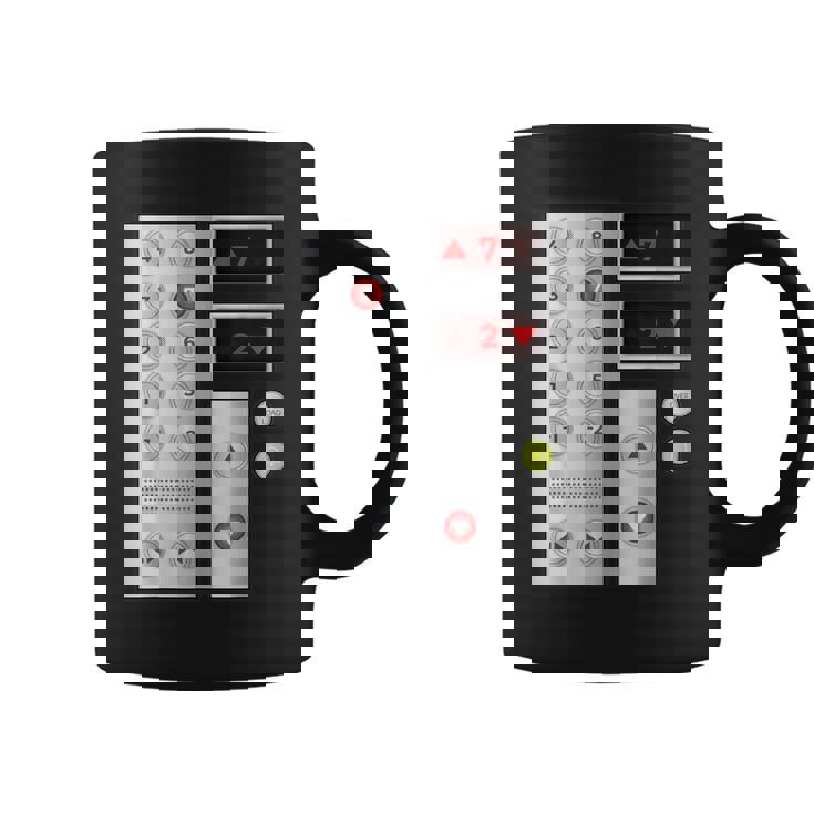 クールなエレベーターボタンアートメンズレディースリフトハロウィンコスチューム コーヒーマグ