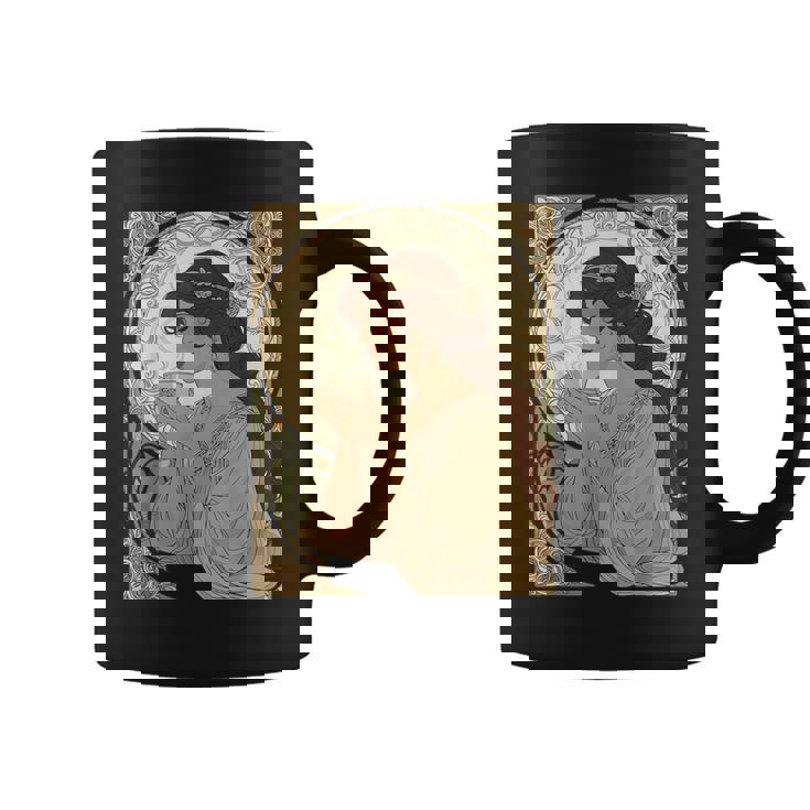 コーヒー好きのミュシャ風のアールヌーボー コーヒーマグ