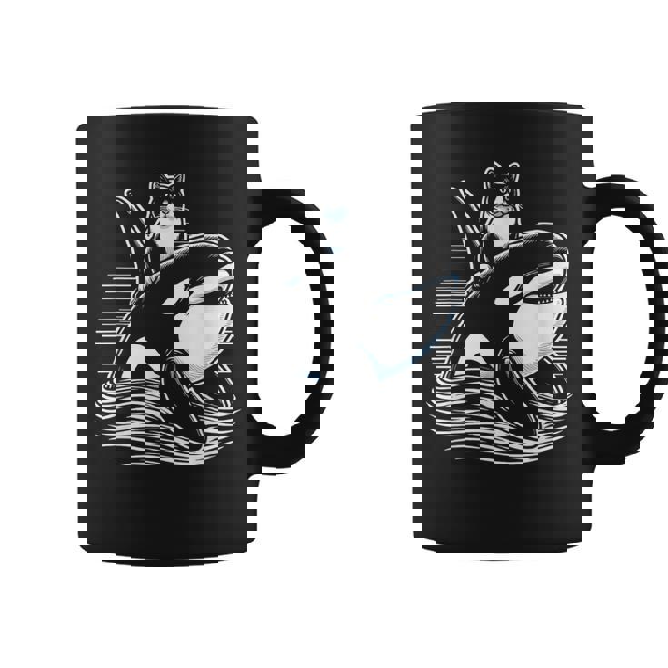 シャチに乗る猫 ファニー コーヒーマグ