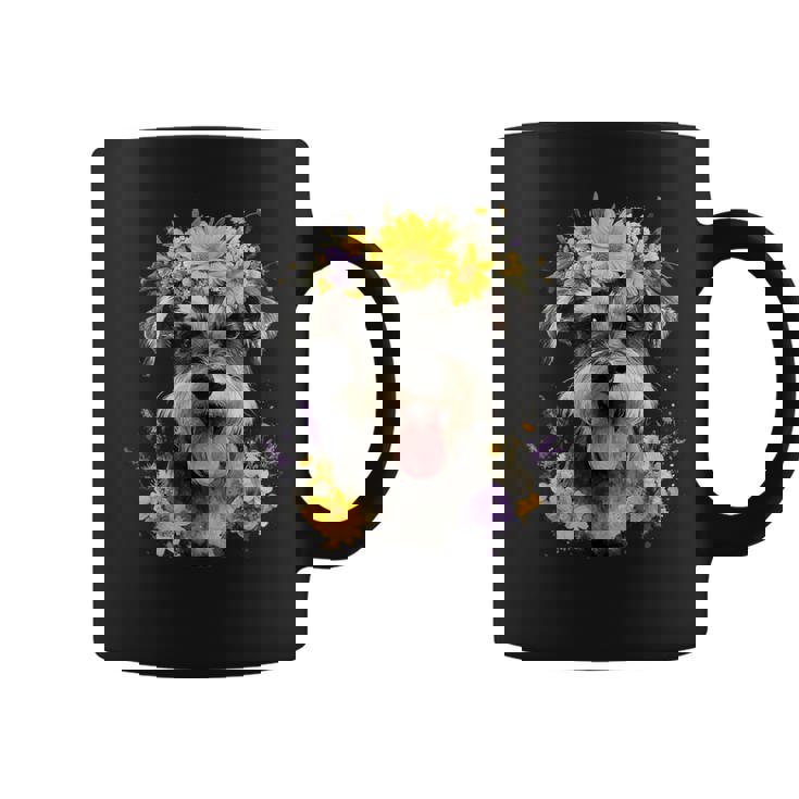 シュナウザー ママ 犬好き 母の日 レトロ 花 コーヒーマグ