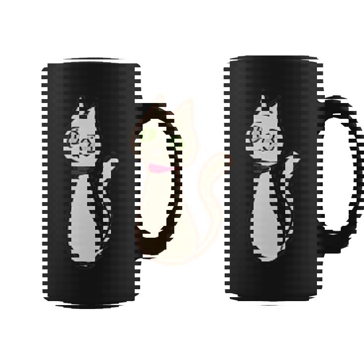 シロネコ 胸にワンポイント 落書き風 おもしろ コーヒーマグ