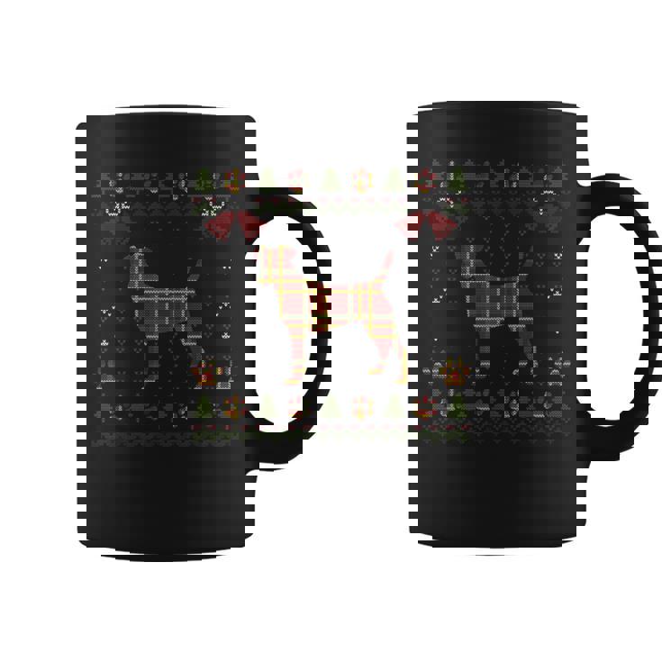 ジャックラッセルテリア レッド 格子柄 犬 アグリークリスマスセーター コーヒーマグ