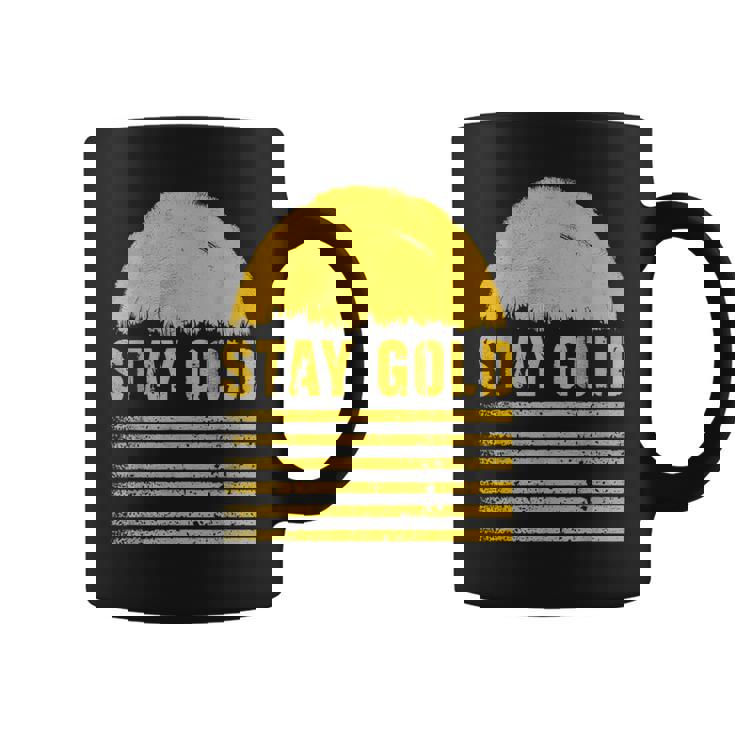 ステイゴールド 太陽 レトロ風 ストライプ 力強さ コーヒーマグ