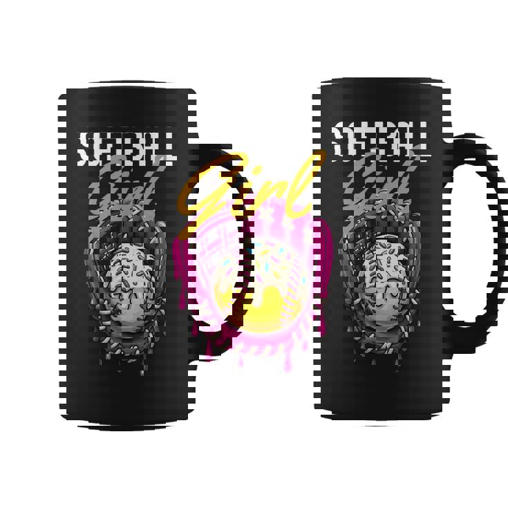 ソフトボール 女の子 名言 滴る アイスクリーム グラフィック ソフトボール ドリップ コーヒーマグ