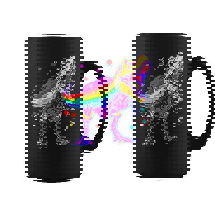 ティラノサウルス レックス 虹色 恐竜 恋人 デザイン コーヒーマグ