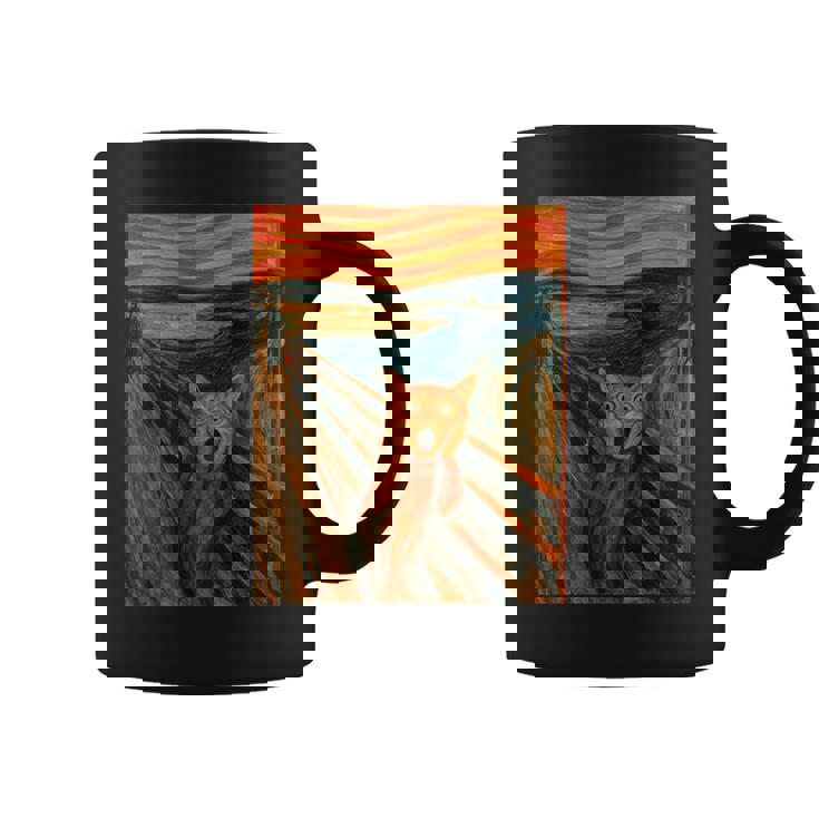 ニャンコの叫び 面白い 猫 ムンクの叫び パロディ おもしろ 服 おもしろグッズ ネタ 長袖tシャツ コーヒーマグ