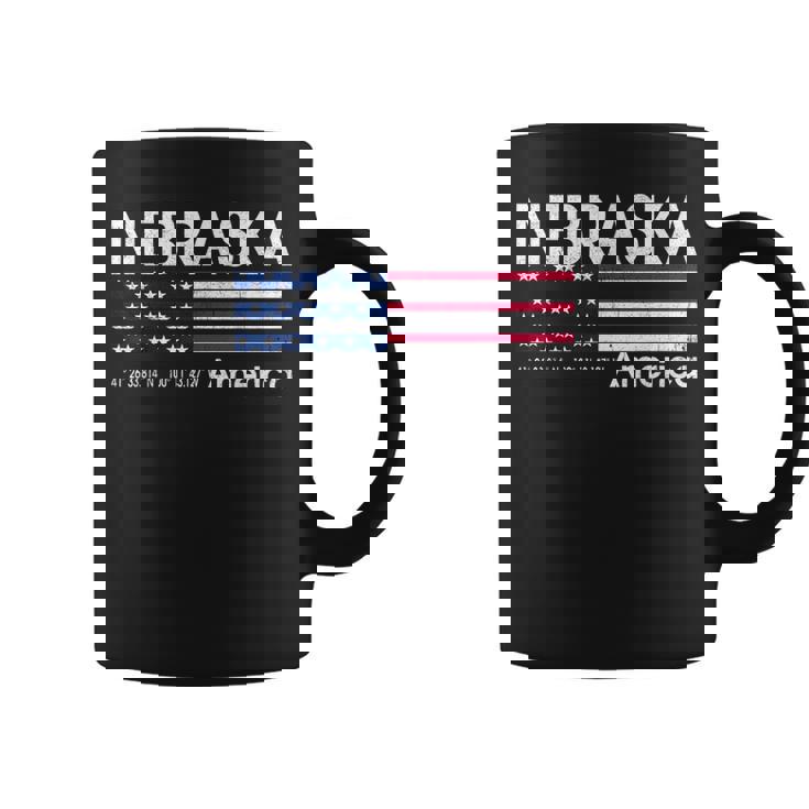 ネブラスカの座標 米国旗 コーヒーマグ