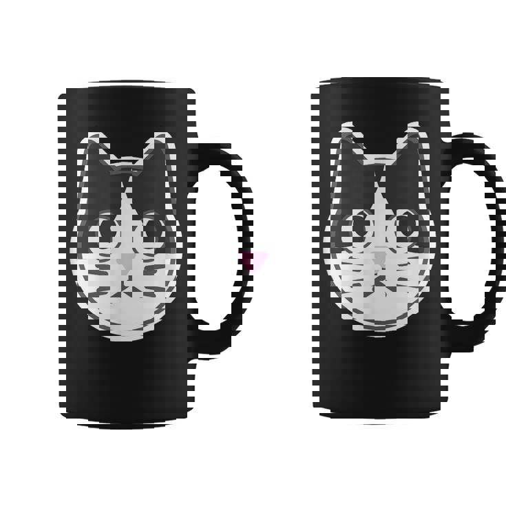 ハチワレ《ふぇいす》ねこ 猫【どうぶつフレンズ】シンプル 顔 ゆるくて かわいい 動物 イラスト コーヒーマグ