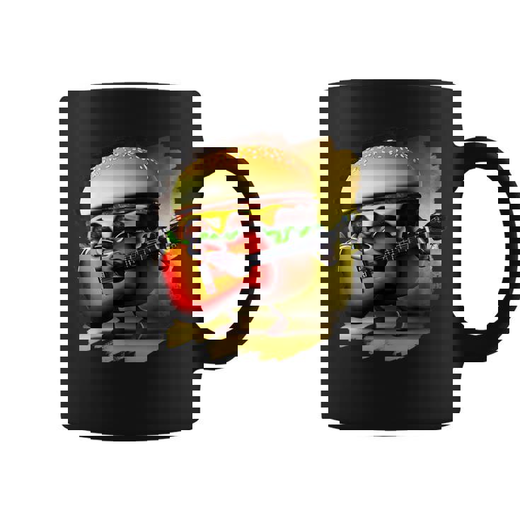 ハンバーガー 演奏 ギター ギタリスト ファニー ファーストフード ハンバーガー コーヒーマグ