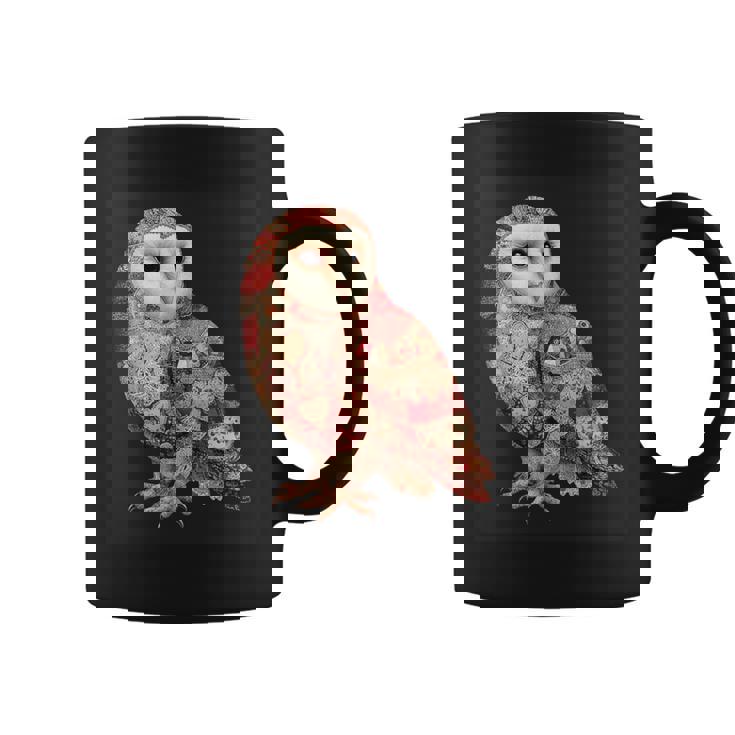 ハート柄の奇抜なパッチワークフクロウ コーヒーマグ