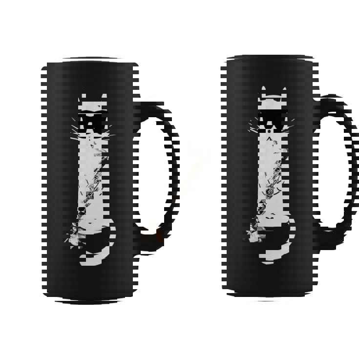 バスクラリネットを弾くサングラスをかけた面白い猫 コーヒーマグ