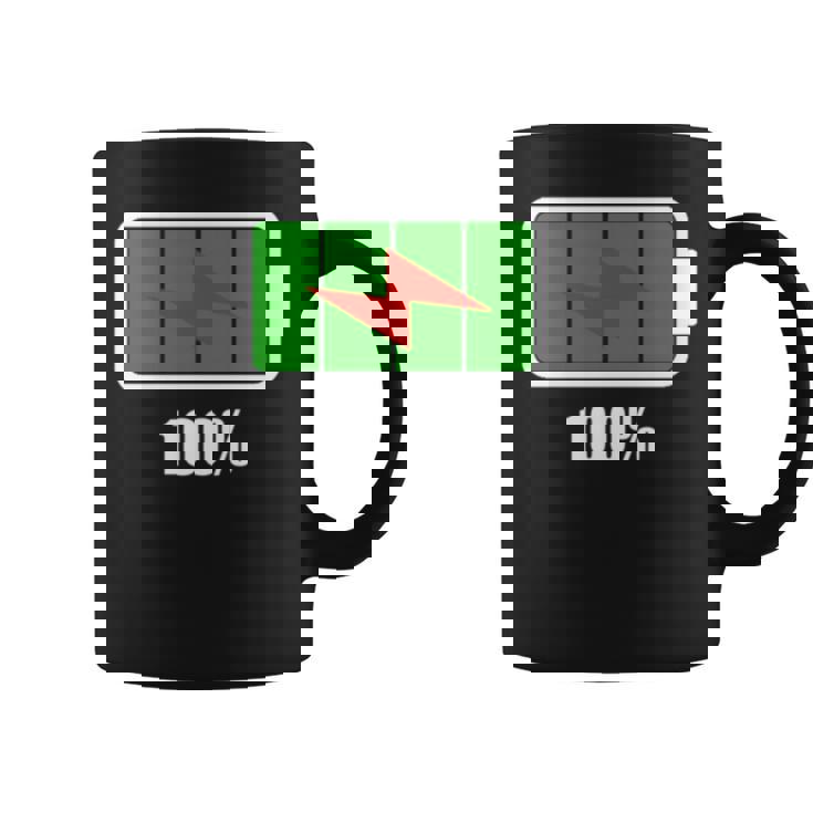 バッテリー100シャツ残量バッテリーフルパワーバッテリーフル。 長袖tシャツ コーヒーマグ