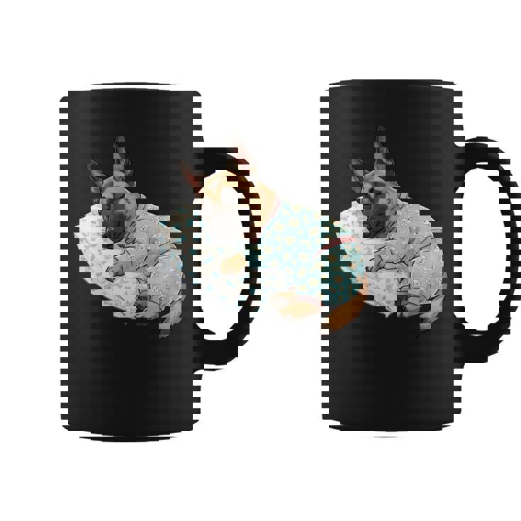 パジャマで寝ているかわいいベルギーのマリノア犬就寝アート 長袖tシャツ コーヒーマグ