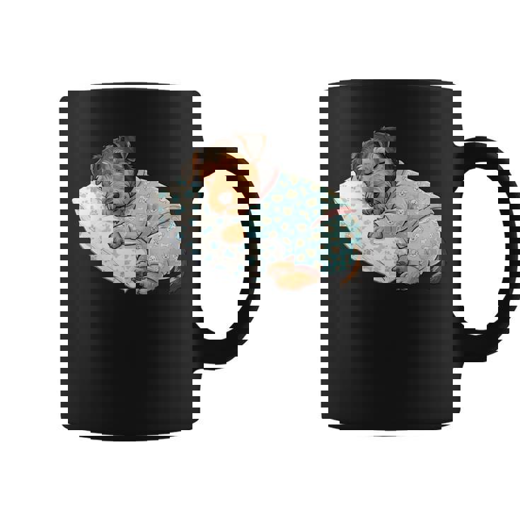 パジャマで寝ているかわいいボストンテリア犬就寝アート 長袖tシャツ コーヒーマグ